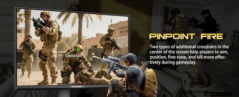 SANSUI 24.5 Inch Gaming Monitor QHD 1440P 300Hz 240Hz, 1ms Fast IPS Computer Monitor, 2× HDMI 2.1 Up to 300Hz, 2× DP 1.4 Up to 300Hz, 130% sRGB Eye Care VESA Support (DP Cable Included ES-G25F6Q Pro)