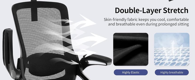 Fizzin Ergonomic Office Chair, 400 LBS Computer Chairs with Adjustable Lumbar Support, Breathable Mesh Desk Chair Ergonomic with Thickened Cushion, Comfy Home Office Desk Chair (Black)