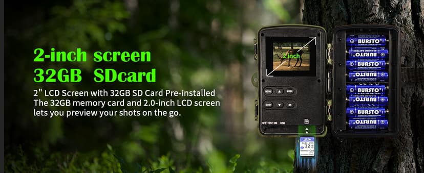 Trail Camera 4K, WiFi Game Camera, 120°Wide Angle, Night Vision Cameras, 32GB TF Card, IP66 Waterproof, Deer Scouting or Home Security, 0.2s Trigger Motion Activated for Wildlife