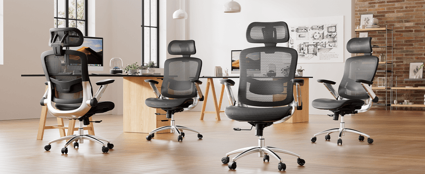 GTPLAYER Big and Tall Ergonomic Mesh Office Chair, High Back Home Desk Chair Computer Gaming Chair with Headrest, Flip-Up Arms, 90-125° Tilt Lock and Wide Cushion, Task Chair for Man Woman-Deep Black