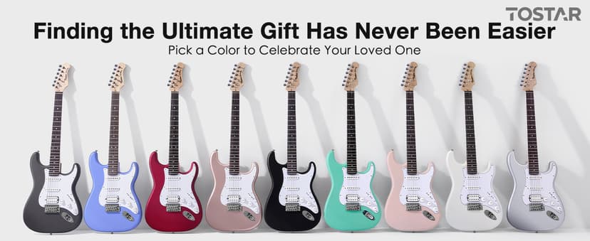 Tostar Beginner Electric Guitar, Solid Body, 39" Full Size Strat Style with HSS Pickups, 5-Way Switch, Tremolo Bridge, Maple Neck & Tectona Fretboard, Ideal for Beginners and Gifting, Black