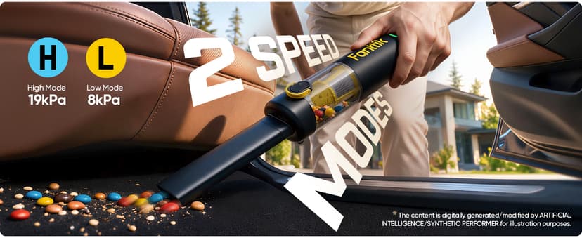 Fanttik Slim V8 APEX Car Vacuum, 4-in-1 Portable Mini Cordless Vacuum with 19000pa Suction Power, Type-C Charge, 2 Suction Modes, Handheld Vacuum for Small Jobs, Car, Office Desk, Keyboards (Black)