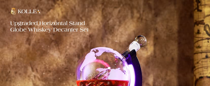 Gifts for Men Dad Christmas, Kollea Globe Whiskey Decanter Set with Space Rocket Inside, 7 Colors Led Liquor Decanter, Cool Gifts for Husband Brother Whiskey Lover, for Birthday Anniversary Home Bar