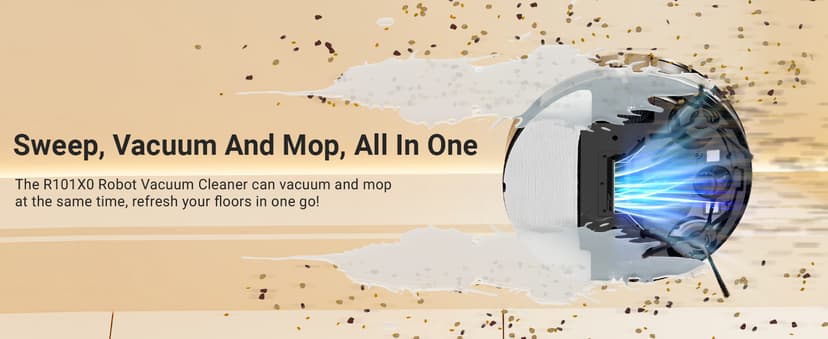 Robot Vacuum and Mop Combo, Robotic Vacuum Cleaner 5000Pa Strong Suction 130 Mins Runtime, Slim, Low Noise, Automatic Self-Charging, Wi-Fi/App/Alexa Control, Ideal for Hard Floor, Carpet, Pet Hair