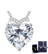 InfinityLove Heart Pendant Necklaces for Women, 2-5 Carat Moissanite Heart Necklace, Anniversary Birthday Christmas Valentine Engagements Mothers Day Jewelry for Wife Her Girlfriend Mom Daughter
