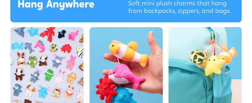JOYIN 24 Pack Mini Animal Plush Toy Assortment (24 Units 3" Each), Animals Keychain Decoration for Kids, Small Stuffed Animal Bulk for Kids, Carnival Prizes, School Gifts, Party Favor Goodie Bags