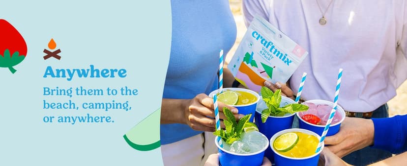 Craftmix Variety Pack, Makes 12 Drinks, Skinny Cocktail Mixers, Mocktails Non-Alcoholic Drinks - Made With Real Fruit - Vegan Low-Carb, Low-Sugar, Non-GMO, Dairy Free, Gluten Free, Easy to Mix