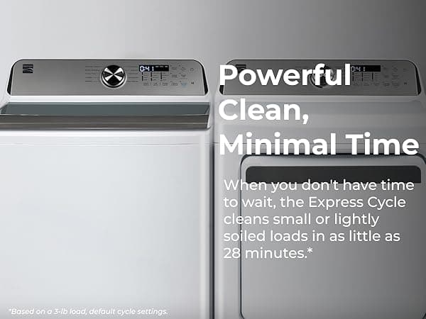 Kenmore 4.4 cu. ft. Top Load Washer with Triple Action Agitator for Tough Dirt & Stains - Reduce Laundry Time with Accela Wash & Express Wash - LED - White