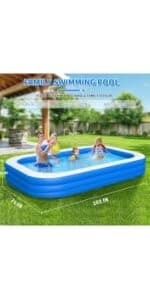Inflatable Swimming Pool, Blow up Pool, Above Ground Swimming Pool for Family,Pool for Adults 120x 72 x 22 inch Full-Sized Inflatable Pool for Outdoors, Backyard