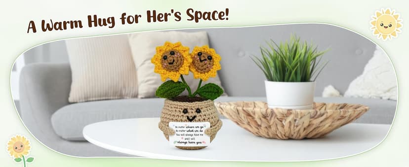 Friendship Gifts For Women, Friend Gift Ideas, Emotional Support, Sunflower Decor, Handmade Keepsake, Soft Yarn Texture OASSIE Best Friend Birthday Gifts for Women - Positive Crochet Sunflower B0FNVGXPQ1