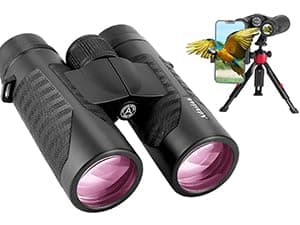 12x42 HD Binoculars for Adults High Powered with Phone Adapter and Tripod, Super Bright BAK4 Prism Waterproof Binoculars for Bird Watching Hunting Hiking Safari Travel Sports