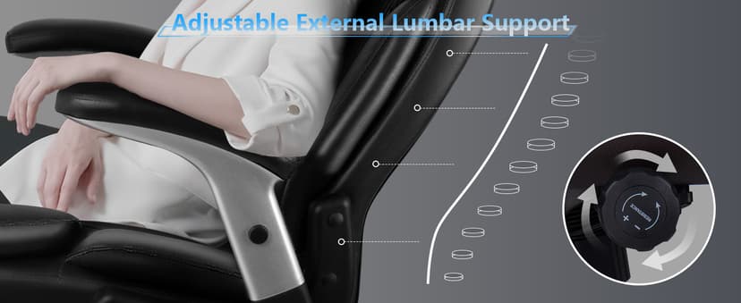 VITESSE 600lbs Big and Tall Office Chair with Flip up Armrest, Large Heavy Duty with Ergonomic Lumbar Support, Executive Office Chair for Heavy People with Quiet Rubber Wheel(Black)