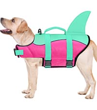 Malier Dog Life Jacket, High Buoyancy Shark Swimsuit, Ripstop American Flag, Medium, Red & Dark Blue