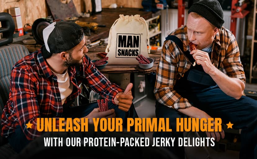 ManSnacks Deluxe Jerky & Nuts Gift Basket for Men - 28 pc - Large Variety of Beef Jerky Sticks, Pepperoni Sticks, Cheese Stick, Almonds, Peanuts & Pistachios, in a Manly Gift Bag