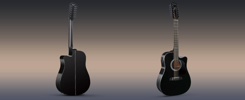 Fesley 12 String Guitar: 42" Full Size Acoustic Electric Guitars for Beginners Adults, Spruce Top Guitarra Acustica, Cutaway Guitar Bundle with Gig Bag, Picks, Strings, Strap, Gloss, Black