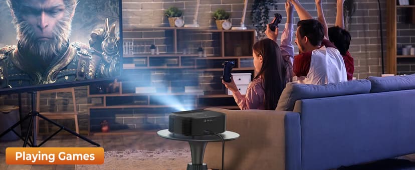 4K Projector with Wifi and Bluetooth, ELEPHAS Outdoor Movie Projector with NETFLIX/Prime Video/YouTube Built-in, 100,000+ Apps Supported, Video Projector Compatible with HDMI/USB/iOS/Android/Windows