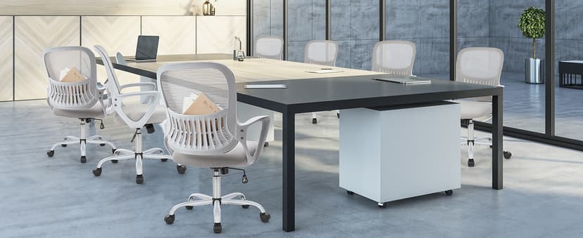Sweetcrispy Home Office Managerial Executive Chair, Ergonomic Mesh Adjustable Swivel Mid-Back Chair with Comfortable Lumbar Support, Comfy Arms for Bedroom,Study,Student