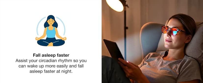 Orange Blue Light Blocking Glasses for Better Sleep - 99.5% Premium Acetate Migraine Glasses for Women & Men