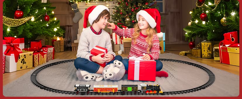 Train Set Train Toys for Boys with Smokes, Lights and Sound (ON/Off), Train Set Under Christmas Tree, Toddler Model Trains for 3 4 5 6 7 8+ Years Old Kids Gifts