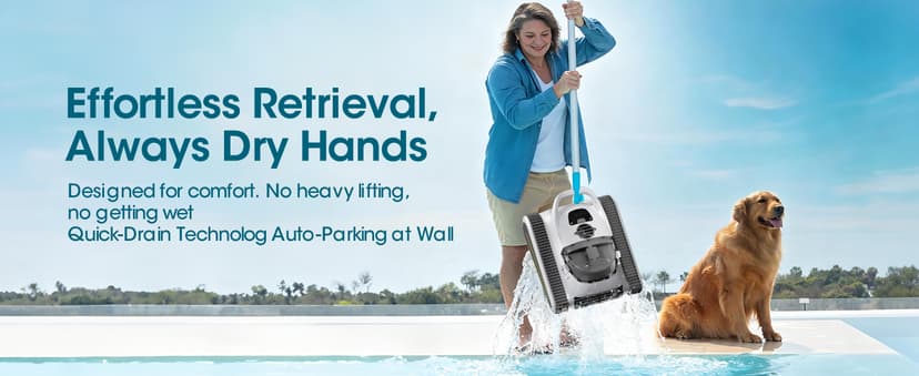 Pool Vacuum for Inground Pools & Above Ground Pool, Cordless Robotic Pool Cleaner with 180W Brushless Motor, 3-Hour Runtime, Wall-Climbing Pool Robot Scrubber for Pools up to 2150 Sq.Ft.