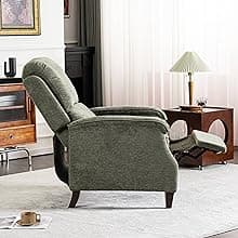 VKNOW Recliner Chair, Fabric Recliner with Soft Armrest, Home Theater Seating with Adjustable Push Back and Lumbar Support, Single Sofa for Adults, Lounge Chair for Living Room, Bedroom(Green)