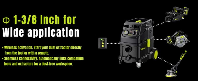 M Class 10 Gallon Dust Extractor for Woodworking with Auto Hepa Clean & Dust Indicator Light Dust Vacuum Extractor with 150CFM Airflow & Power Tool Connector for Workshop Construction (With Handle)