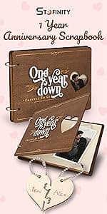 1 Year Anniversary Boyfriend Gifts - One Year Anniversary Dating Gifts For Her Girlfriend, First Paper Anniversary For Him Men, 1 Year Anniversary Scrapbook, 1st Anniversary Wedding Gift