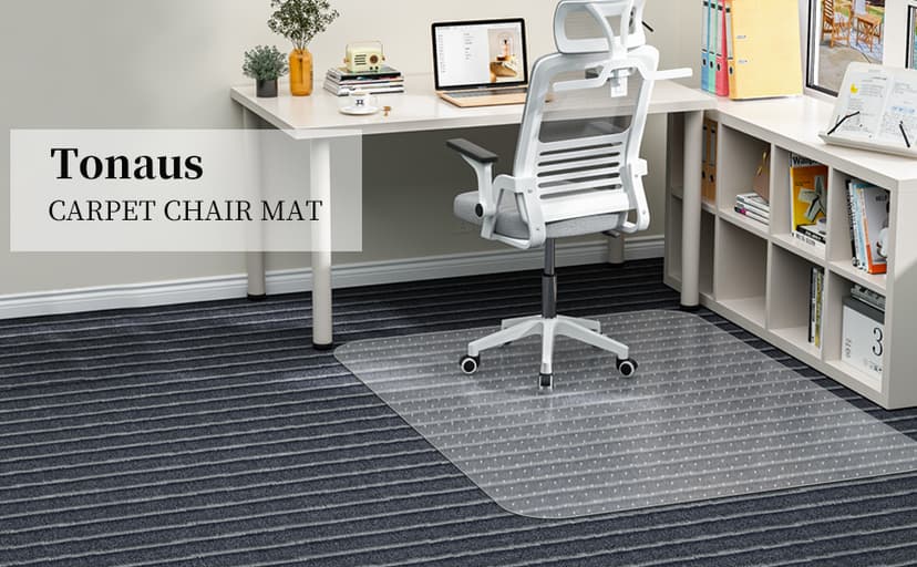 Tonaus Office Chair Mat for Carpet, 48"×36" Carpet Chair Mat for Low Pile Carpets, 2.2mm Transparent