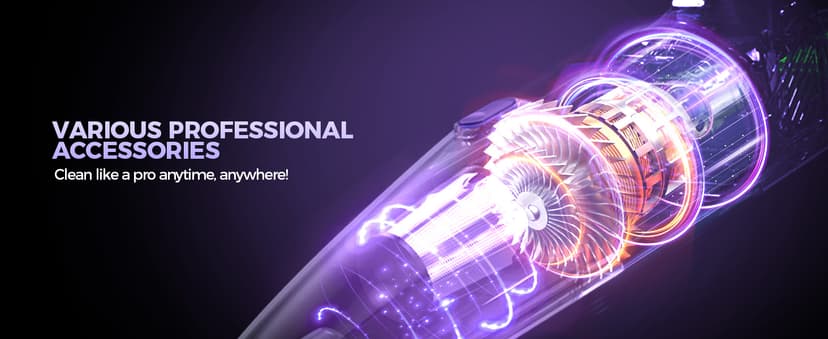 Pet Hair Handheld Vacuum Cordless: 20000PA High Power Car Vacuum with Motorized Brush and LED Light, Rechargeable Hand Held Vacuum Cleaner with Reusable Filter for Car, Home, Office & Pet, Purple