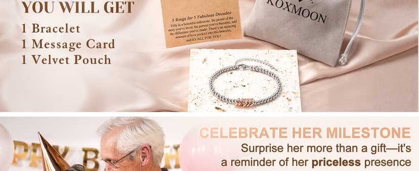 3 4 5 6 7 8 Decade Birthday Jewelry for Women Cool Happy Birthday Gift for 30 40 50 60 70 80 Year Old Women with Message Card Classy 30th-80th Birthday Gifts for Women, Rose Gold Charm Bracelet B0FH22JV4B