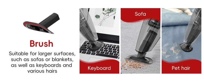 whall Handheld Cordless Car Vacuums, Wet and Dry Use 9000Pa Strong Suction Vacuums, Rechargeable Portable Vacuum Cleaner with LED, Charging Dock, Lightweight Mini Vacuum for Car, Home and Office, Red