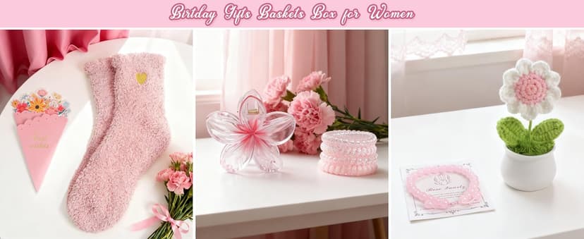 Birthday Gifts for Women, Teen Girls, Her, Unique Happy Birthday Gift Baskets for Best Friend Sister Daughter, Women Christmas Gifts Box for Girl Wife Girlfriends,14pcs Rose Gift Set(Pink)