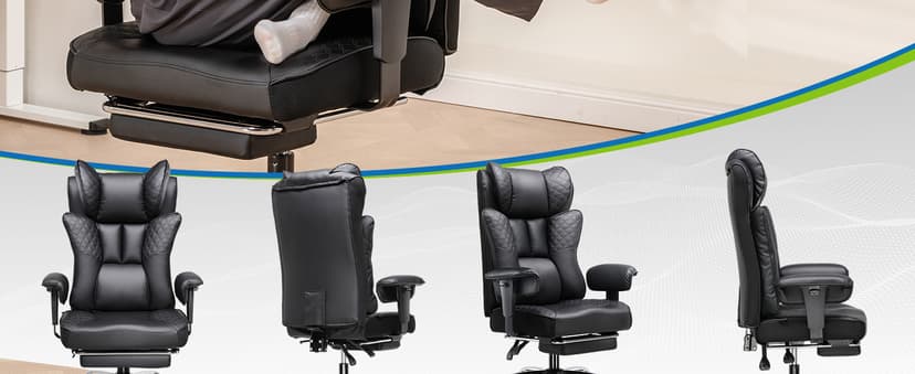 GTRACING Big and Tall Office Chair 400LBS Wide Ergonomic Gaming Chair with Deluxe Embossing Designed Leather with Foot Rest,150°Reclining Adjustable Soft Armrests Pocket Spring Back Support and Pillow