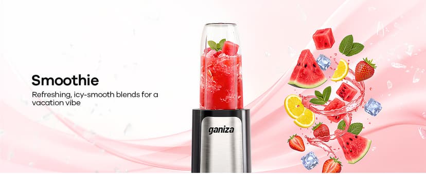 With 3 Portable Cups (1*24oz & 2*17oz), Peak Power 900W Single Serve Smoothie Maker for Kitchen, BPA-Free, Nutritious Recipe Ganiza Smoothie Blender, 14Pcs Portable Personal Blender Shakes & Smoothies B0DJM4QW9B