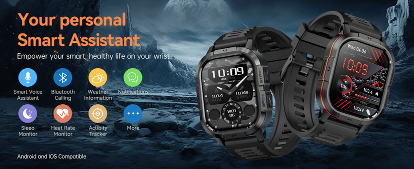 Smart Watch for Men Fitness Tracker: Waterproof Military Digital Mens Watches Running Make Answer Call Smartwatch Android Phone iPhone Samsung Compatible Sleep SpO2 Heart Rate Monitor Step Pedometer