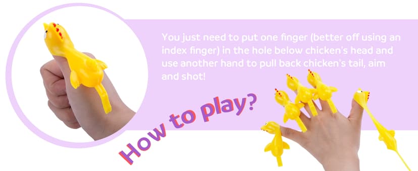POPLAY 42PCS Flying Chicken Slingshot, Party Favors Treasure Box Toys for Kids 4 to 8, Flicking Rubber Chickens Finger Toys for Christmas Stocking Stuffers, Classroom Prizes, Xmas Gifts Goodie Bag
