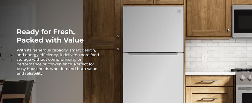 Kenmore 30" Top Mount Refrigerator with Freezer - Adjustable Shelving, Humidity-Controlled Crispers, LED Lighting, ENERGY STAR Certified, Garage Ready, 18.1 cu. ft. Capacity - White