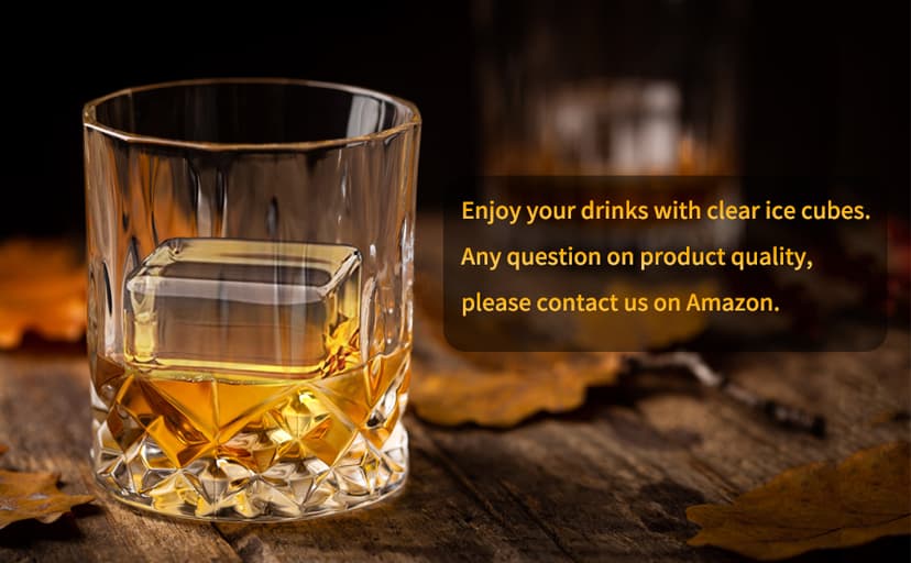 TINANA Upgrade 2 Inch Clear Ice Cube Tray Make 8 Large Square Crystal Ice Cube Maker for Cocktail, Whiskey & Bourbon Drinks, Gifts for Men