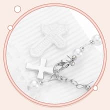 5 Pcs Baby Girl Baptism Outfit Includes Lace Christening Dresses Bowknot Headwear Cross Charm Bracelet Socks Shoes