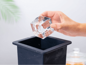 Clear Ice Maker - Makes 4 Large, 2" Crystal Clear Ice Cubes in 8 to 12 Hours - Great for Cocktails, Whiskey & Bourbon - Compact Countertop Ice Maker - Stainless Steel Shell - Reusable Ice Tray
