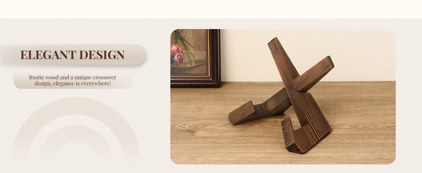Wooden Cookbook Holder, Rustic Cook Book Holder Stand - Rustic Brown - 1 Set PUERSI Cookbook Stand for Kitchen, Recipe Book Holder for Kitchen Counter B09V57Y5NV
