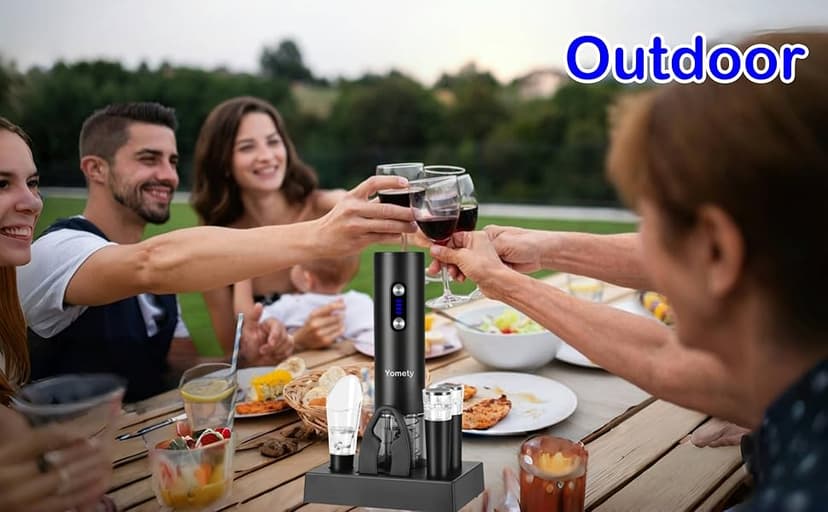 Electric Opener Set With Base, Accessories Including Rechargeable Corkscrew, Aerator, Stoppers and Foil Cutter - Perfect Gifts for Wine Lovers