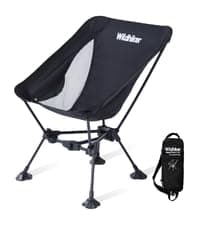 Wildhiker Lightweight Camping Chair – Folding Portable Chair for Adults, 2.16 lbs with Square Base and Carry Bag for Travel, Fishing, Motorcycle, Festival– Black