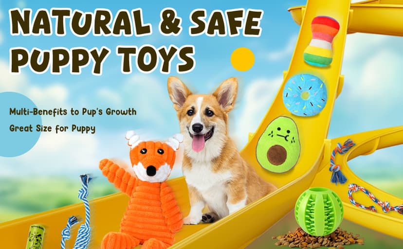 Zeaxuie 9 Pack Luxury Puppy Toys for Teething Small Dogs, Puppy Chew Toys with Cute Squeaky Dog Toys, Ball and More Rope Dog Chew Toys B094XG29MW