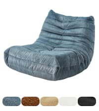 Bean Bag Chairs for Adults Giant Bean Bag Chair Memory Foam BeanBag Chair Bean Bag Sofa with Filler Faux Fur Fireside Beanbags Lazy Sofa for Living Room Bedroom Office (Bluegrey Plush, Single)