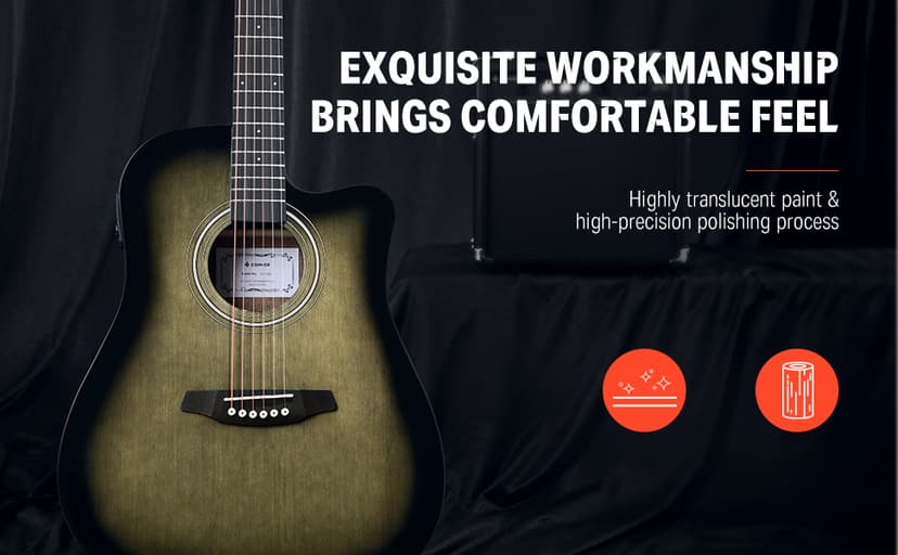 Donner Acoustic Electric Guitar Full Size Kit for Beginner Intermediate with Amplifier Capo Pick Tuner Strings Strap - 41 Inch