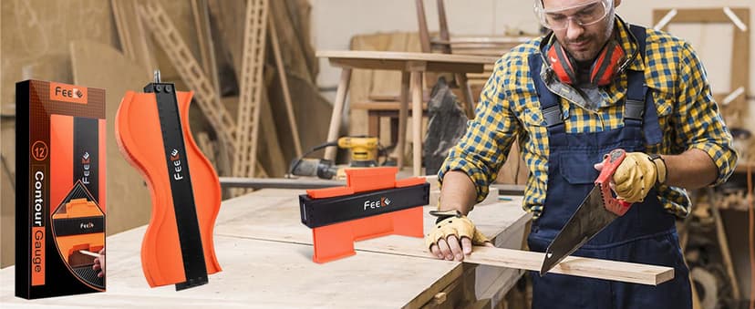 Contour Gauge (12 Inch) with Lock Profile Tool, Christmas Gifts for Men Dad Husband Him Super Contour Duplicator Men Gifts Woodworking Tools Carpenter Tools Construction Outline Angle Measuring Tool