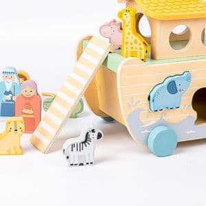 Wooden Noah’s Ark Toy - Baptism Gifts for Baby Girl, Boys & Kids | Fun Colorful Christening & Baptismal Gifts for Boys & Girls | Christian & Catholic Baby Gifts | Noahs Ark Toys for Toddlers from 2