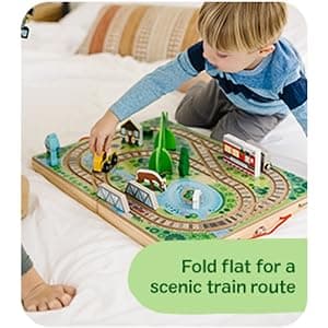 Melissa & Doug Take-Along Railroad Tabletop Playset with Wooden Train Toys, Animals & Scenery Play Pieces, Preschool Learning Toys for Girls & Boys 3+ - FSC Certified