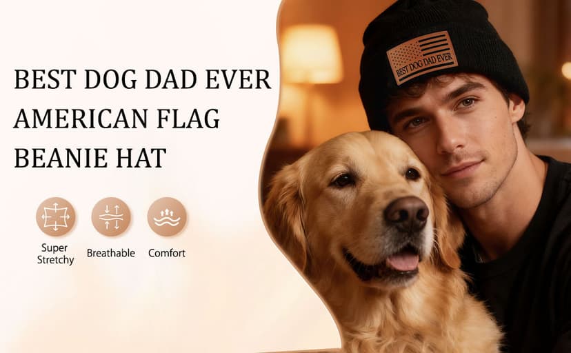 Best Dog Dad Ever Gifts American Flag Leather Animal Lovers Beanie Hat Christmas Stocking Stuffers Birthday Gifts